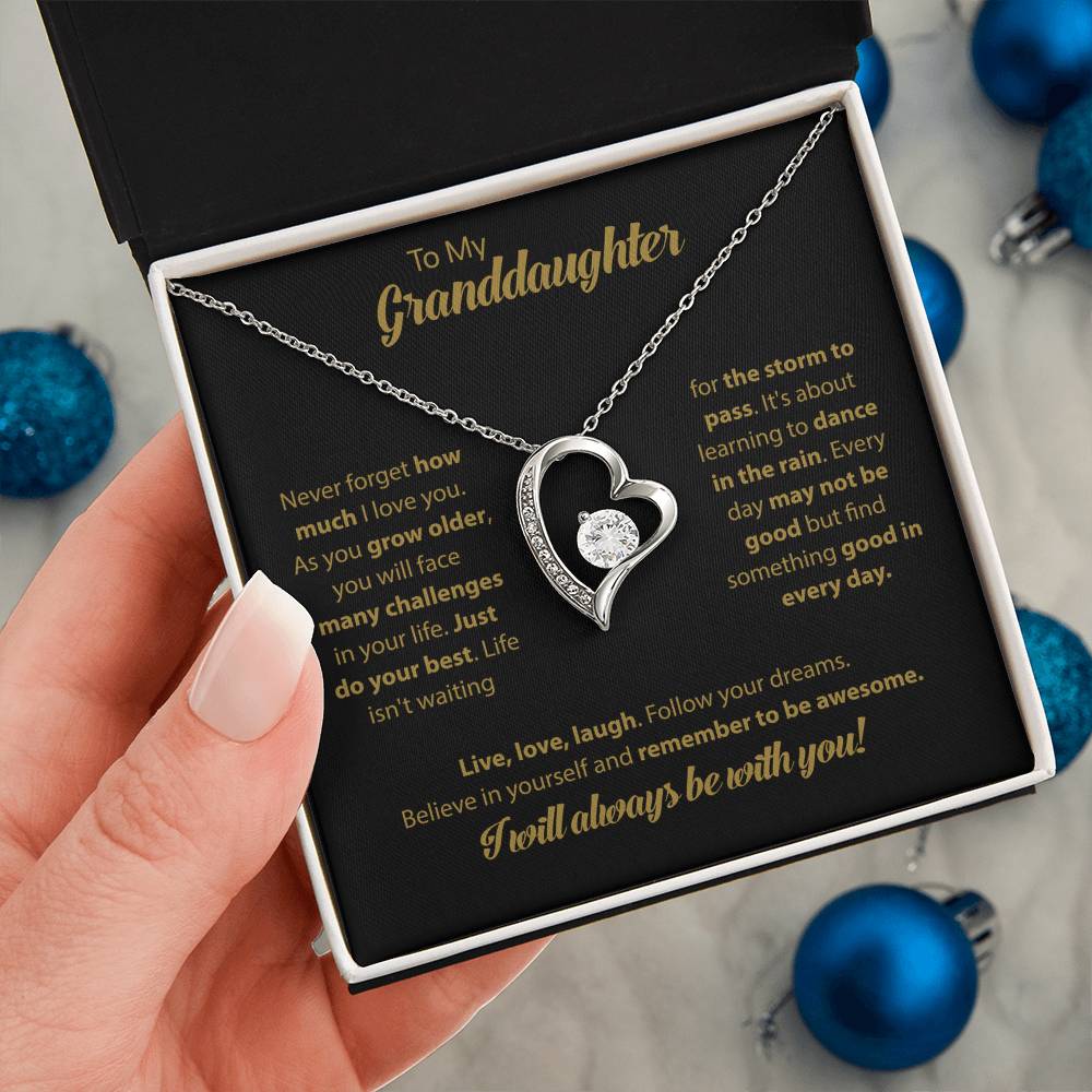 To My Granddaughter "Dance In The Rain" Heart Necklace