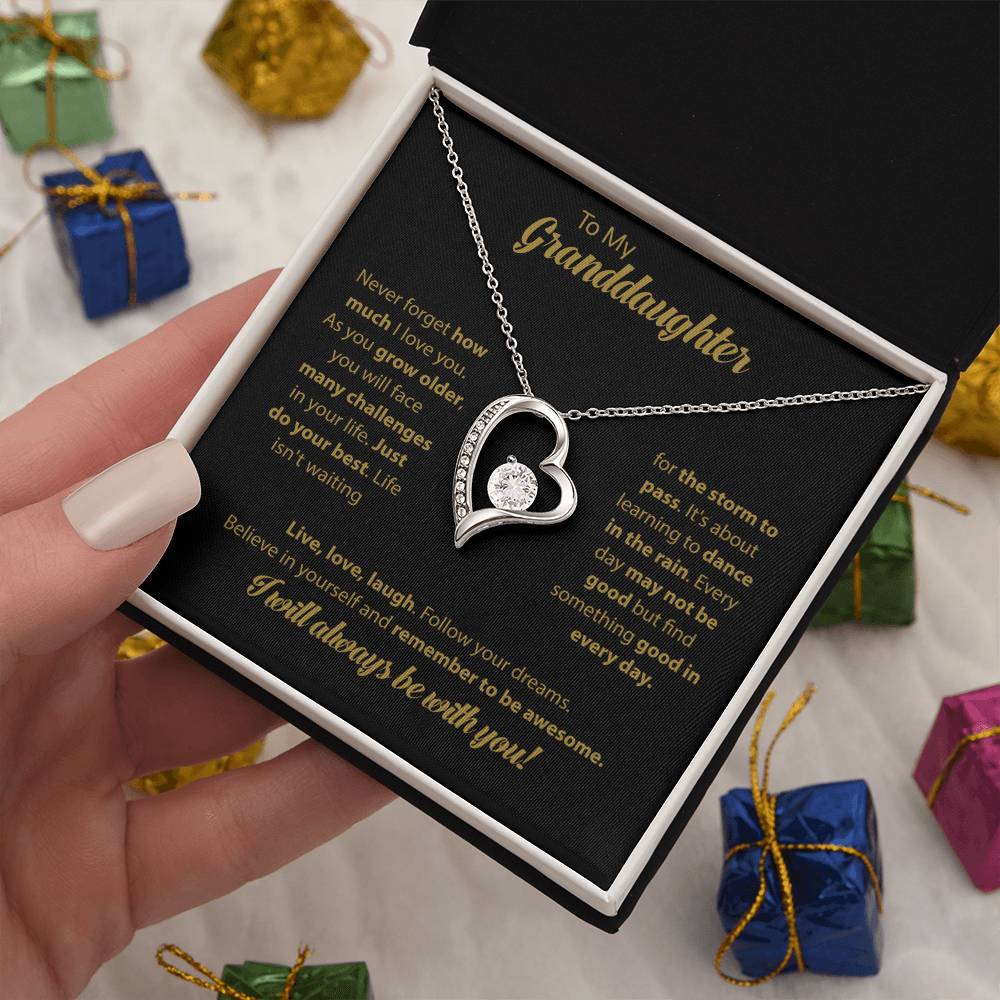 To My Granddaughter "Dance In The Rain" Heart Necklace