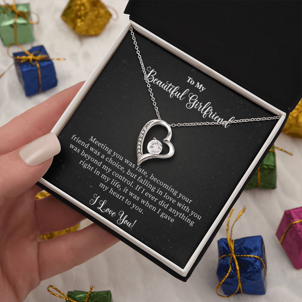 Gift For Girlfriend "Meeting You Was Fate" Heart Necklace