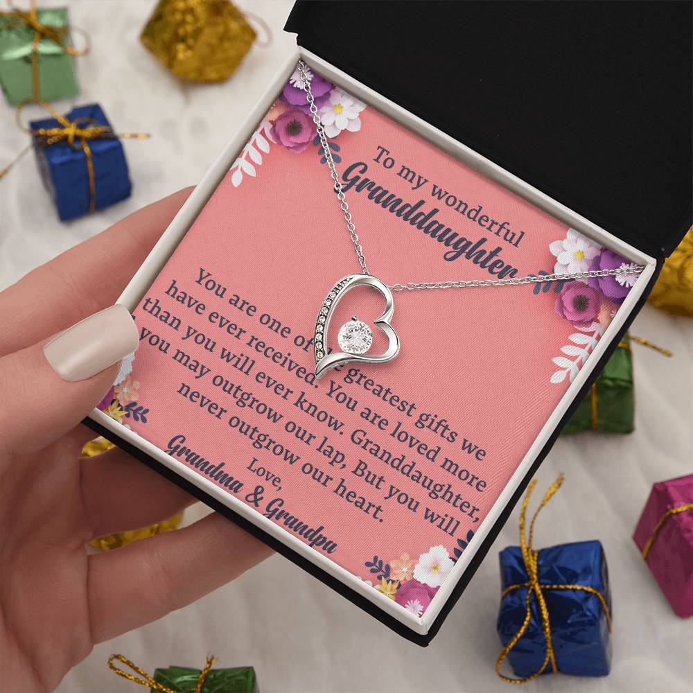 To My Granddaughter "You Will Never Outgrow Our Heart" Necklace