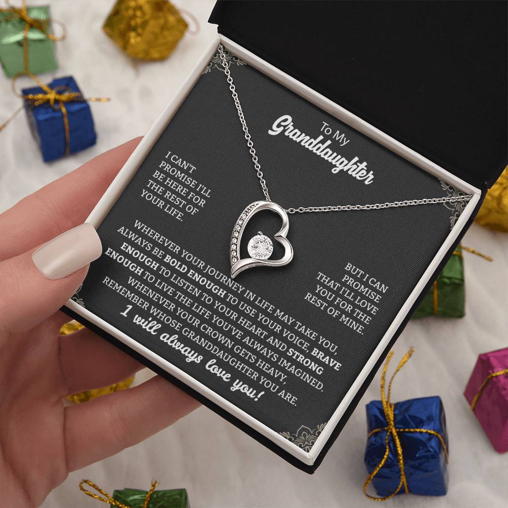 To My Granddaughter "Remember Who's Granddaughter You Are" Heart Necklace
