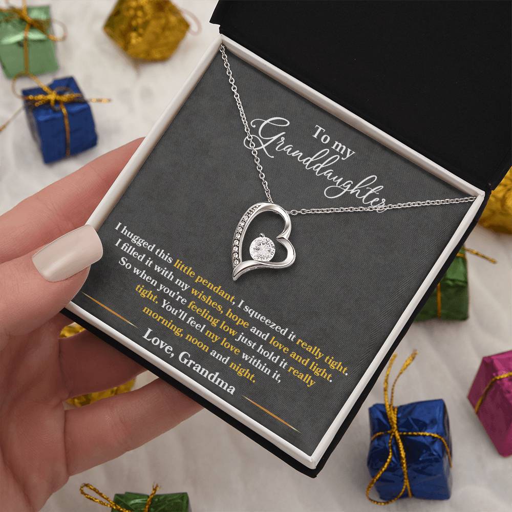 To My Granddaughter "You'll Feel My Love Within This" Heart Necklace