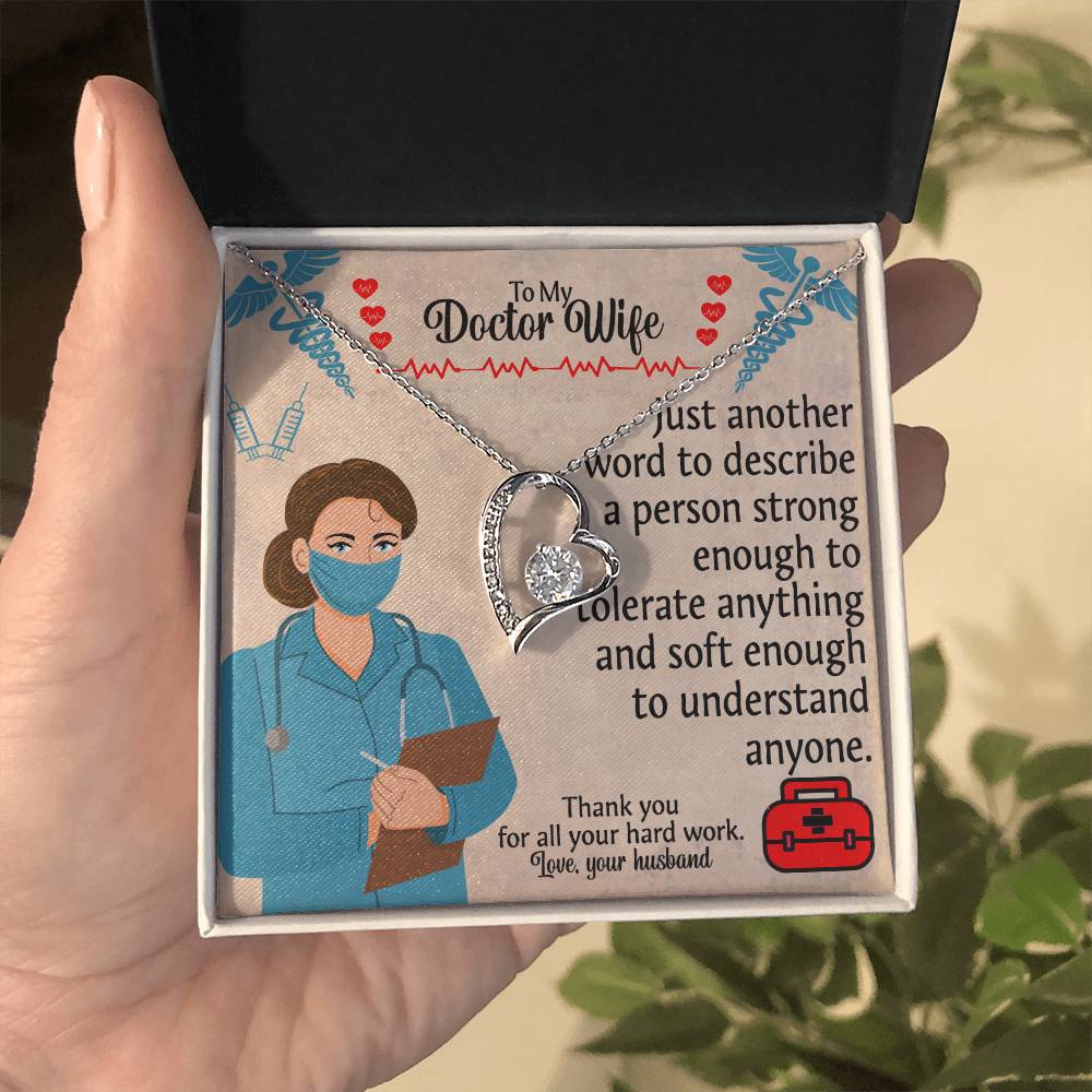 To My Doctor Wife "Thank You" Heart Necklace