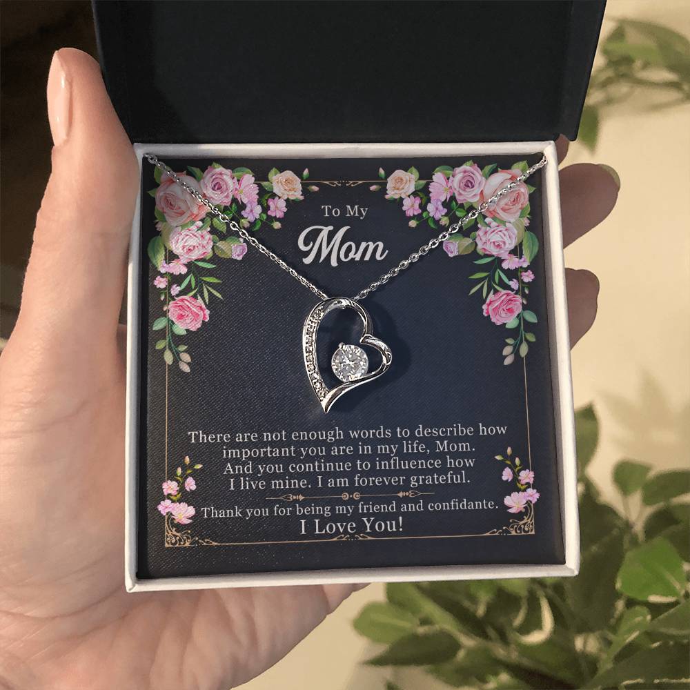 To My Mom "Thank You For Being My Friend" Heart Necklace