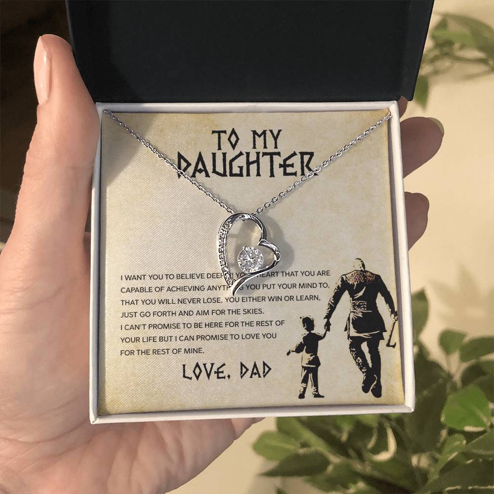 To My Daughter "You Will Never Lose" Heart Necklace