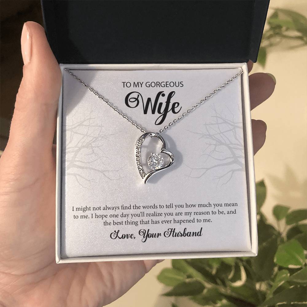 To My Gorgeous Wife "You're The Best" Heart Necklace