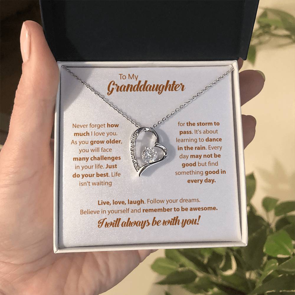 To My Granddaughter "I Will Always Be With You" Heart Necklace