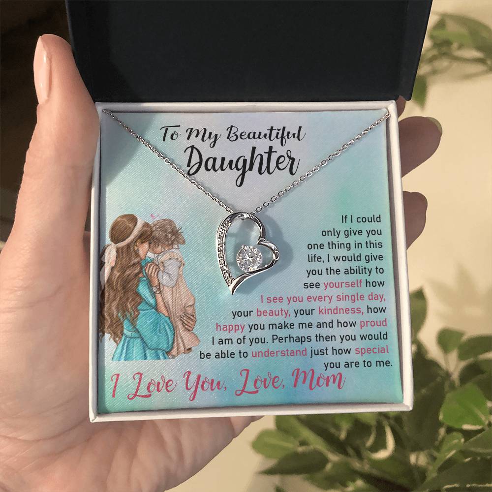 To My Daughter "I Love You" Heart Necklace