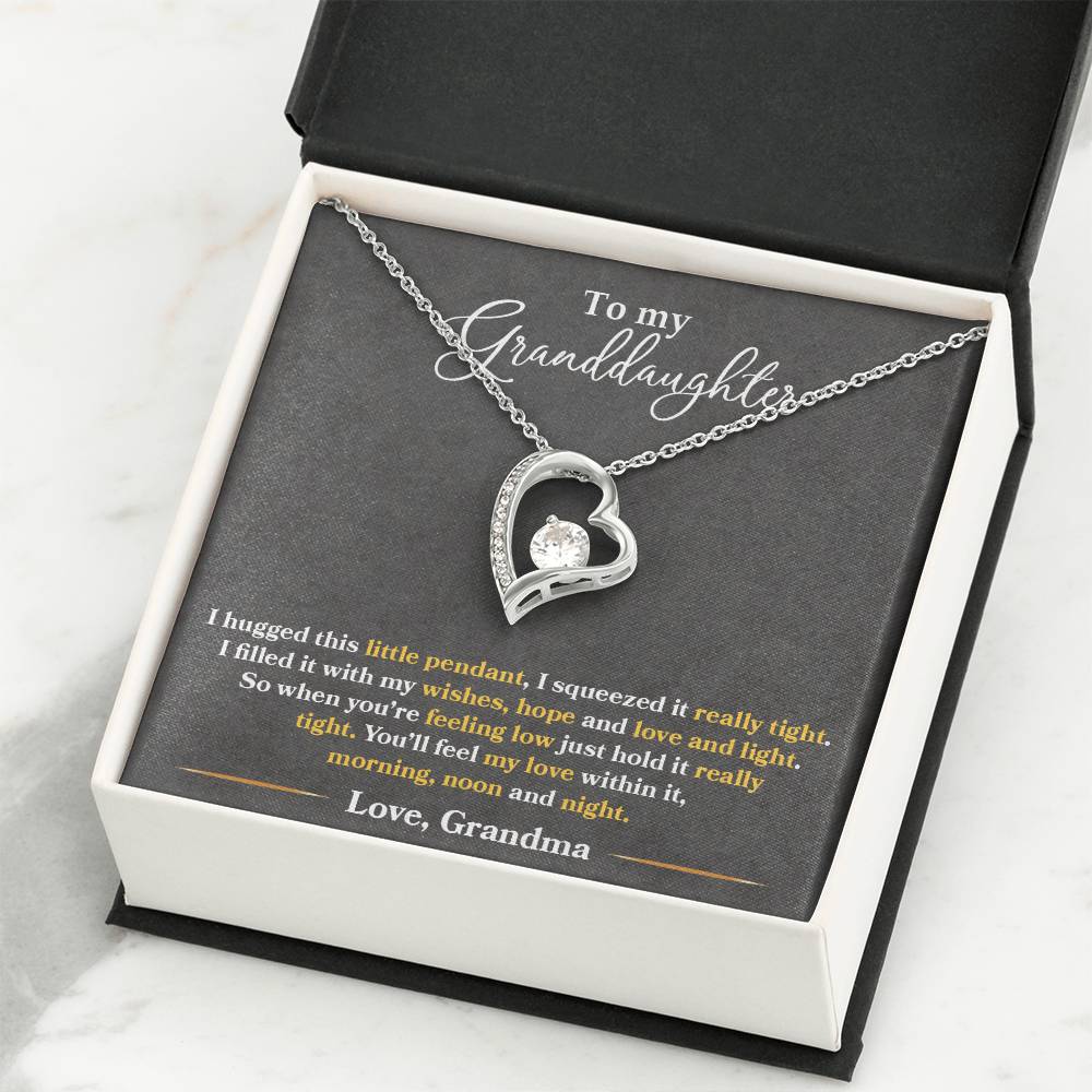 To My Granddaughter "You'll Feel My Love Within This" Heart Necklace