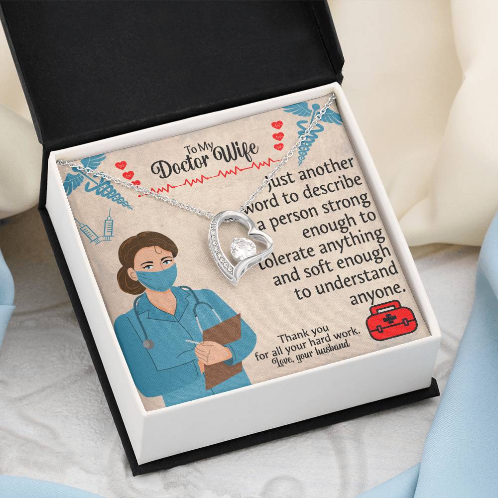 To My Doctor Wife "Thank You" Heart Necklace