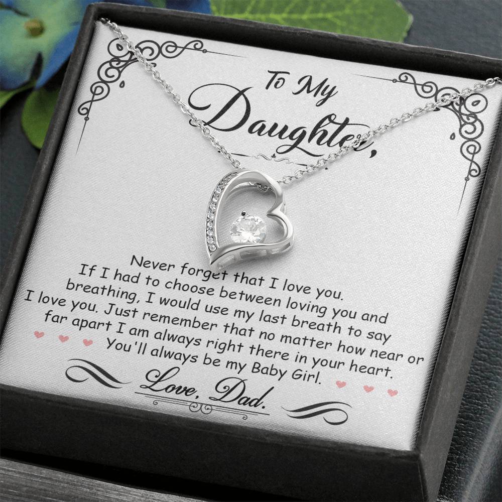 To My Daughter "I'm Always Right Here In Your Heart" Necklace