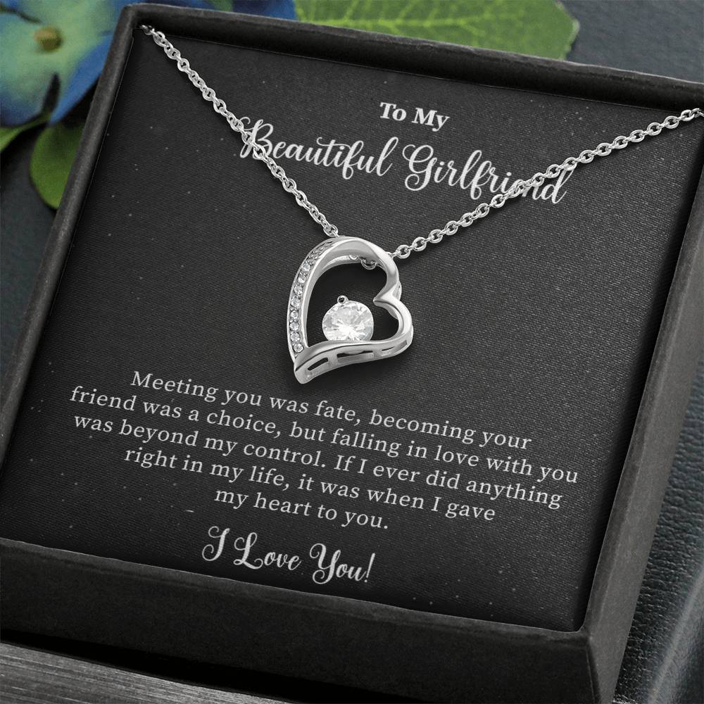 Gift For Girlfriend "Meeting You Was Fate" Heart Necklace