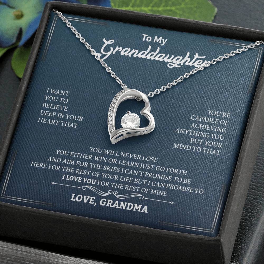 To My Granddaughter "You Will Never Lose" Heart Necklace