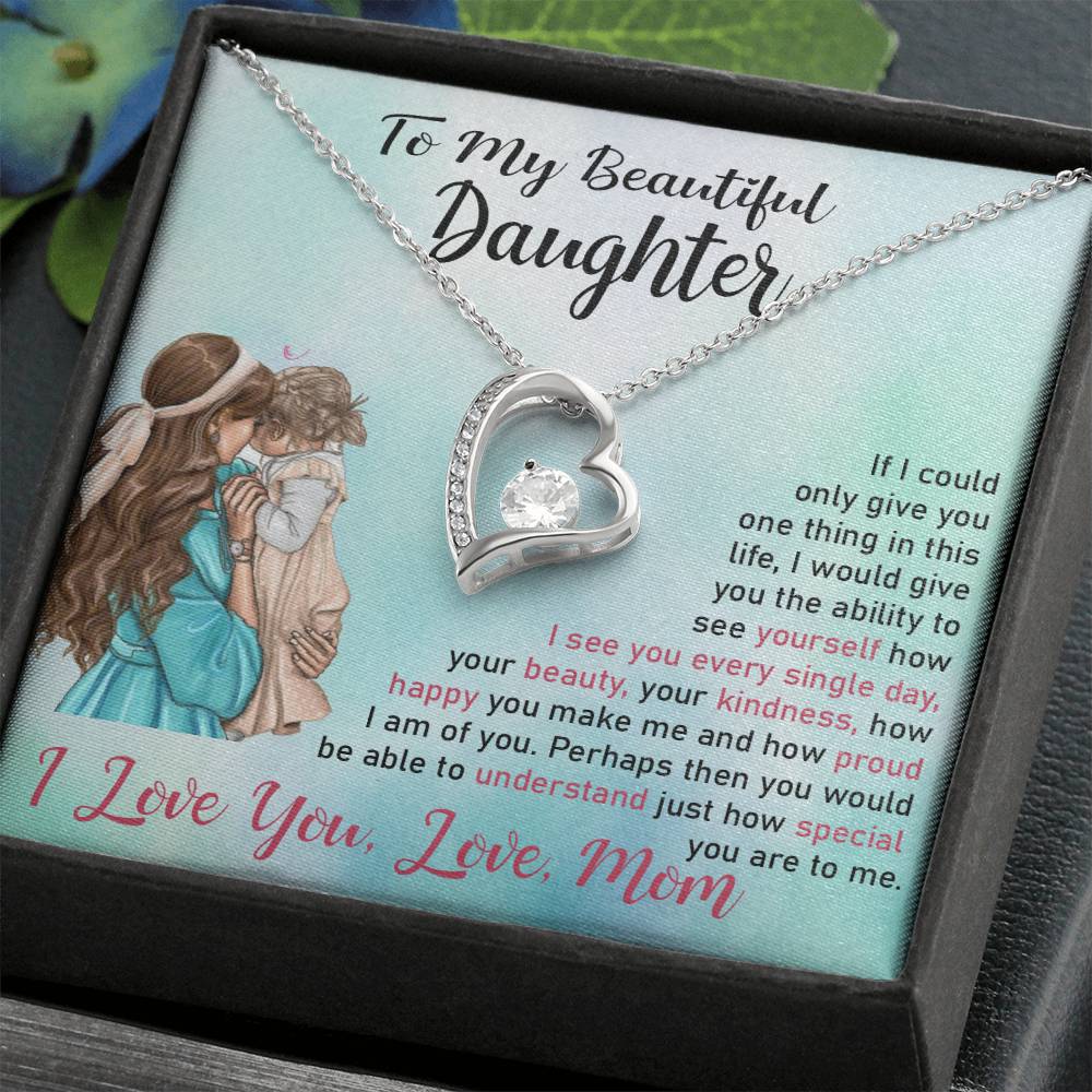 To My Daughter "I Love You" Heart Necklace