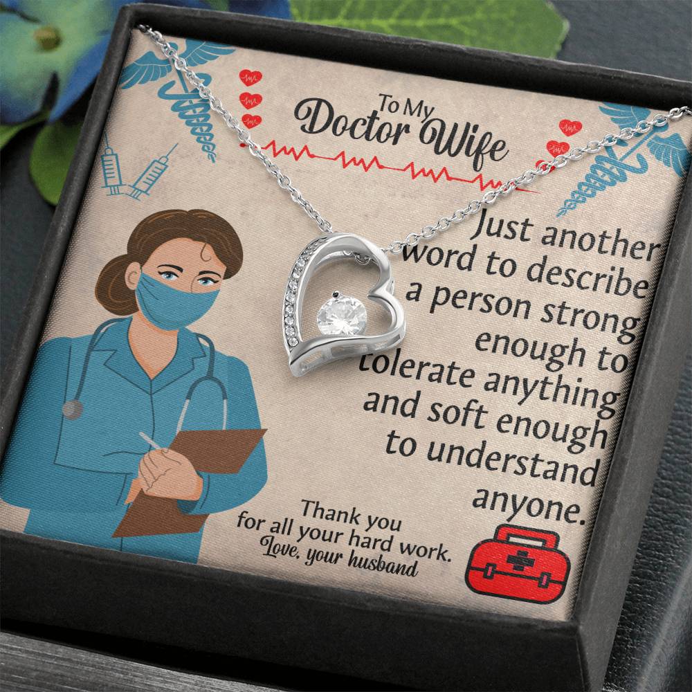 To My Doctor Wife "Thank You" Heart Necklace