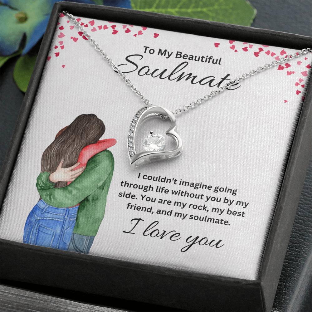 To My Soulmate "You Are My Rock" Heart Necklace