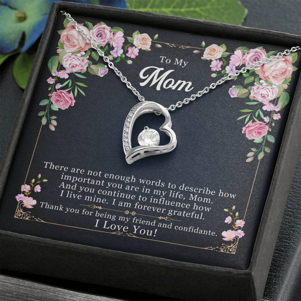 To My Mom "Thank You For Being My Friend" Heart Necklace