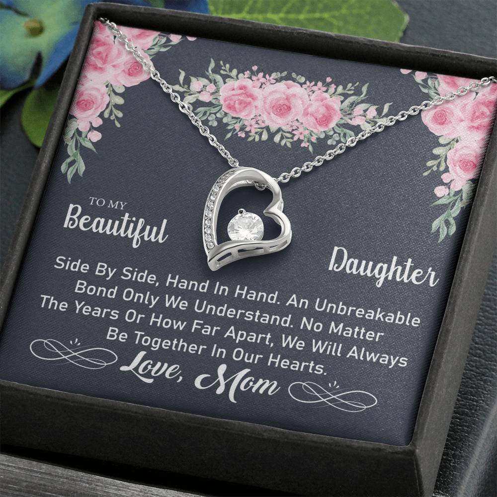 To My Daughter "An Unbreakable Bond" Heart Necklace
