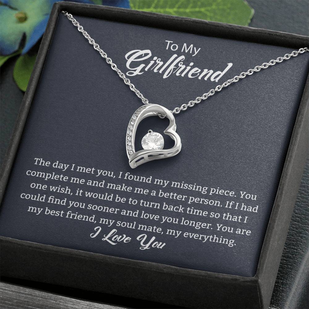 To My Girlfriend "You Complete Me" Heart Necklace