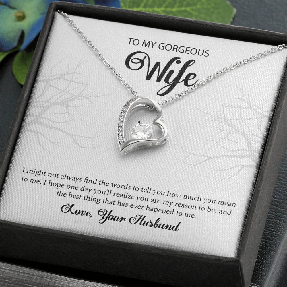 To My Gorgeous Wife "You're The Best" Heart Necklace