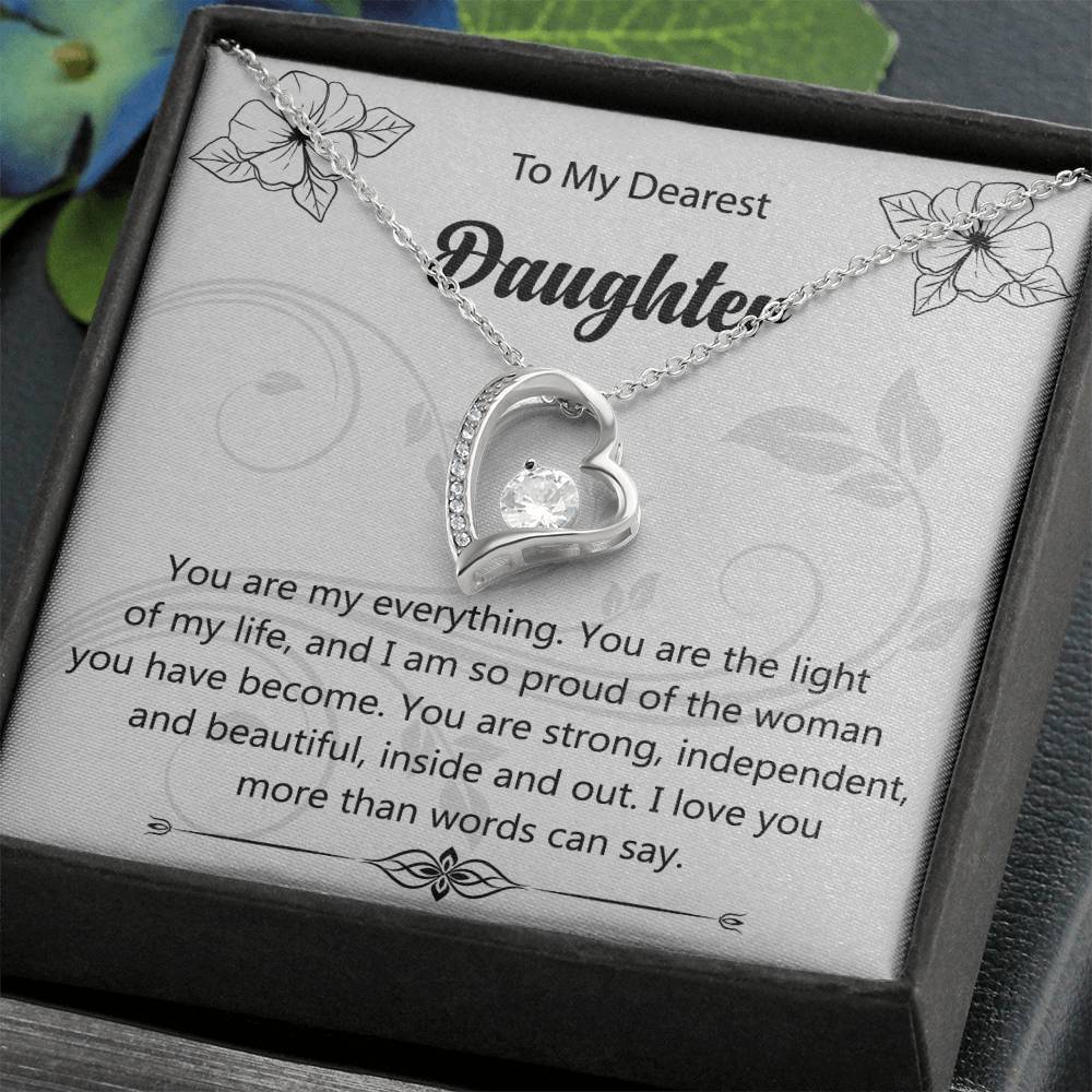 To My Dearest Daughter "You Are My Everything" Heart Necklace