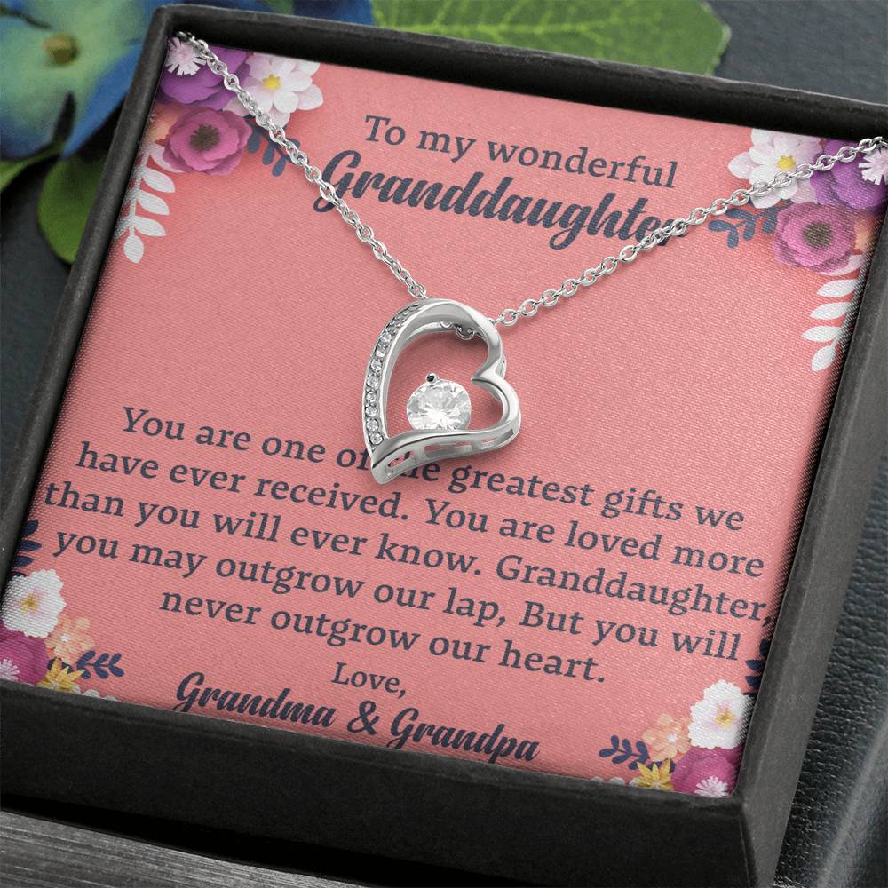 To My Granddaughter "You Will Never Outgrow Our Heart" Necklace