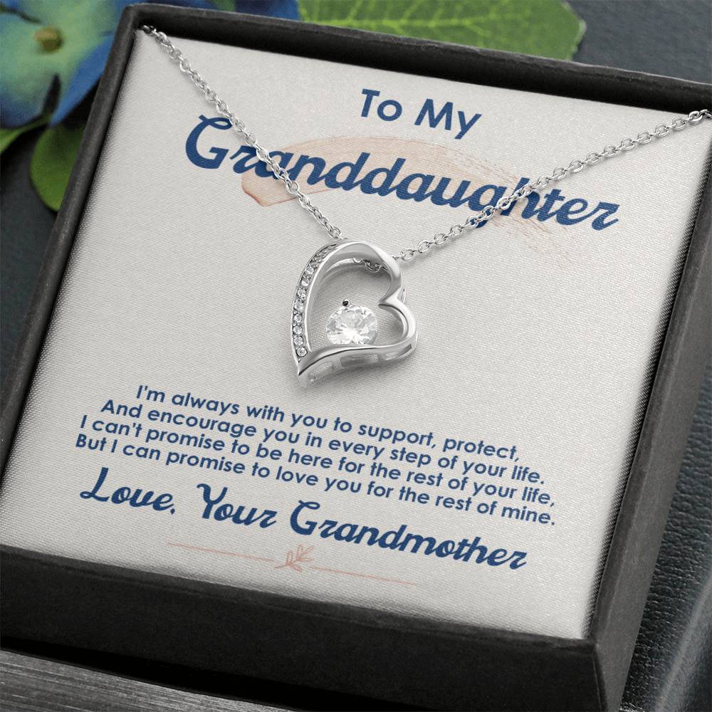 To My Granddaughter "I Love You For The Rest Of My Life" Heart Necklace