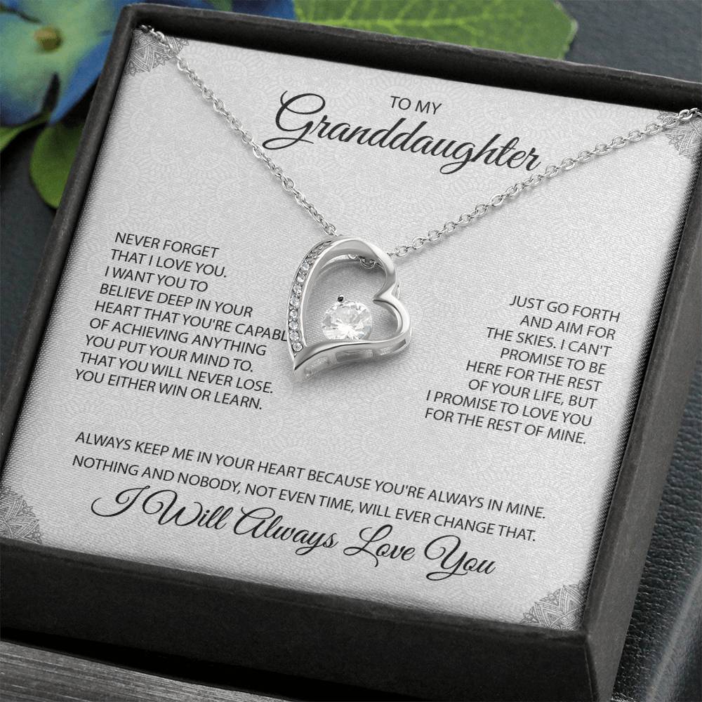 To My Granddaughter "You're Always In My Heart" Necklace