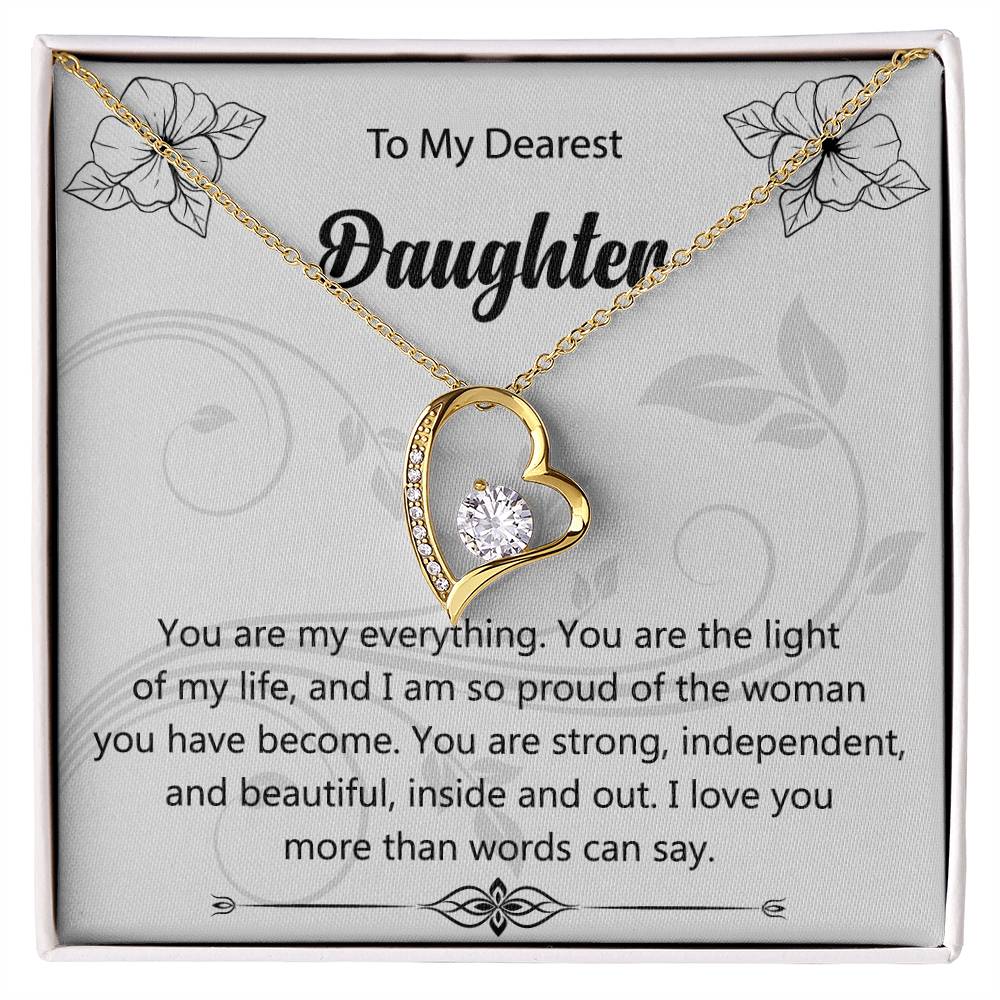 To My Dearest Daughter "You Are My Everything" Heart Necklace