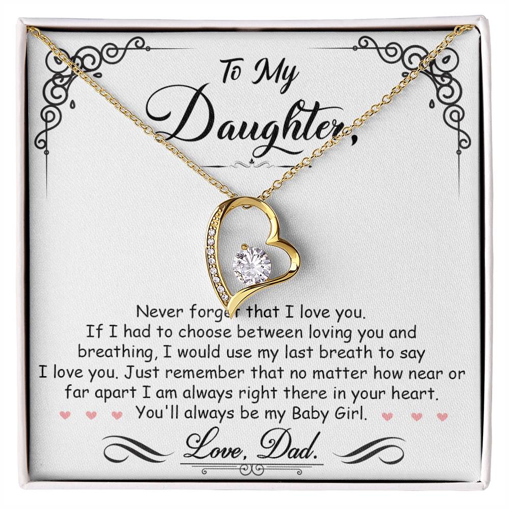 To My Daughter "I'm Always Right Here In Your Heart" Necklace