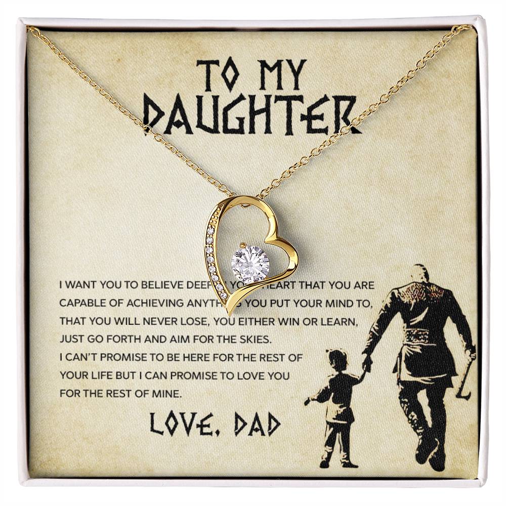 To My Daughter "You Will Never Lose" Heart Necklace