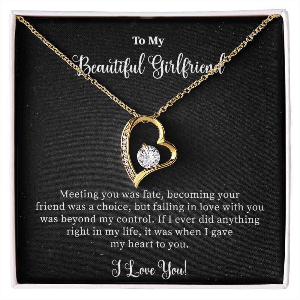 Gift For Girlfriend "Meeting You Was Fate" Heart Necklace