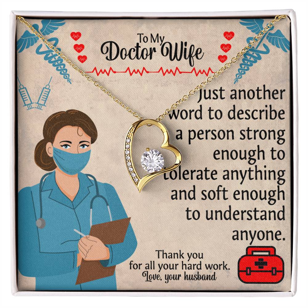 To My Doctor Wife "Thank You" Heart Necklace