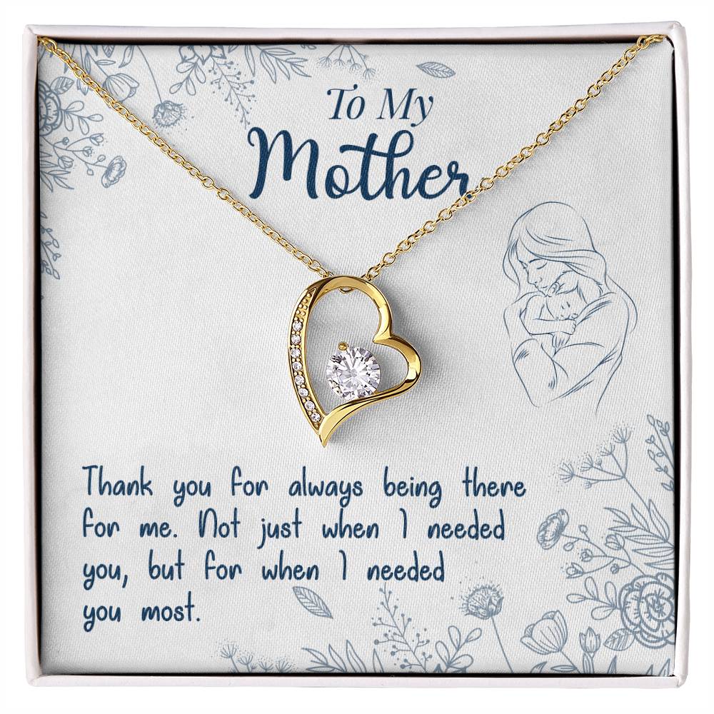 To My Mother "Thank You For Always Being There" Heart Necklace