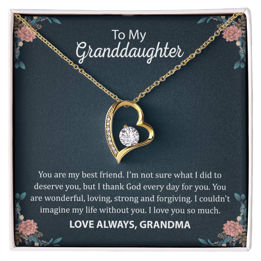 To My Granddaughter "You Are My Best Friend" Heart Necklace