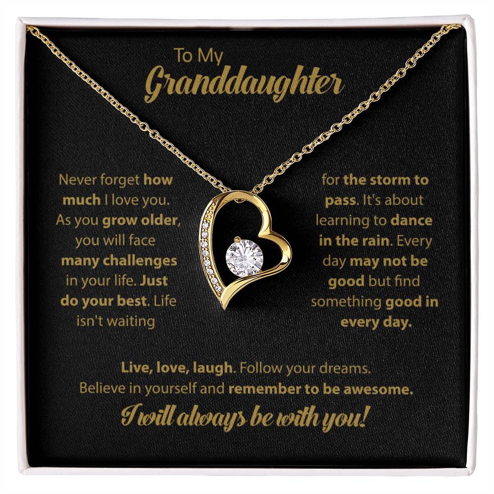 To My Granddaughter "Dance In The Rain" Heart Necklace