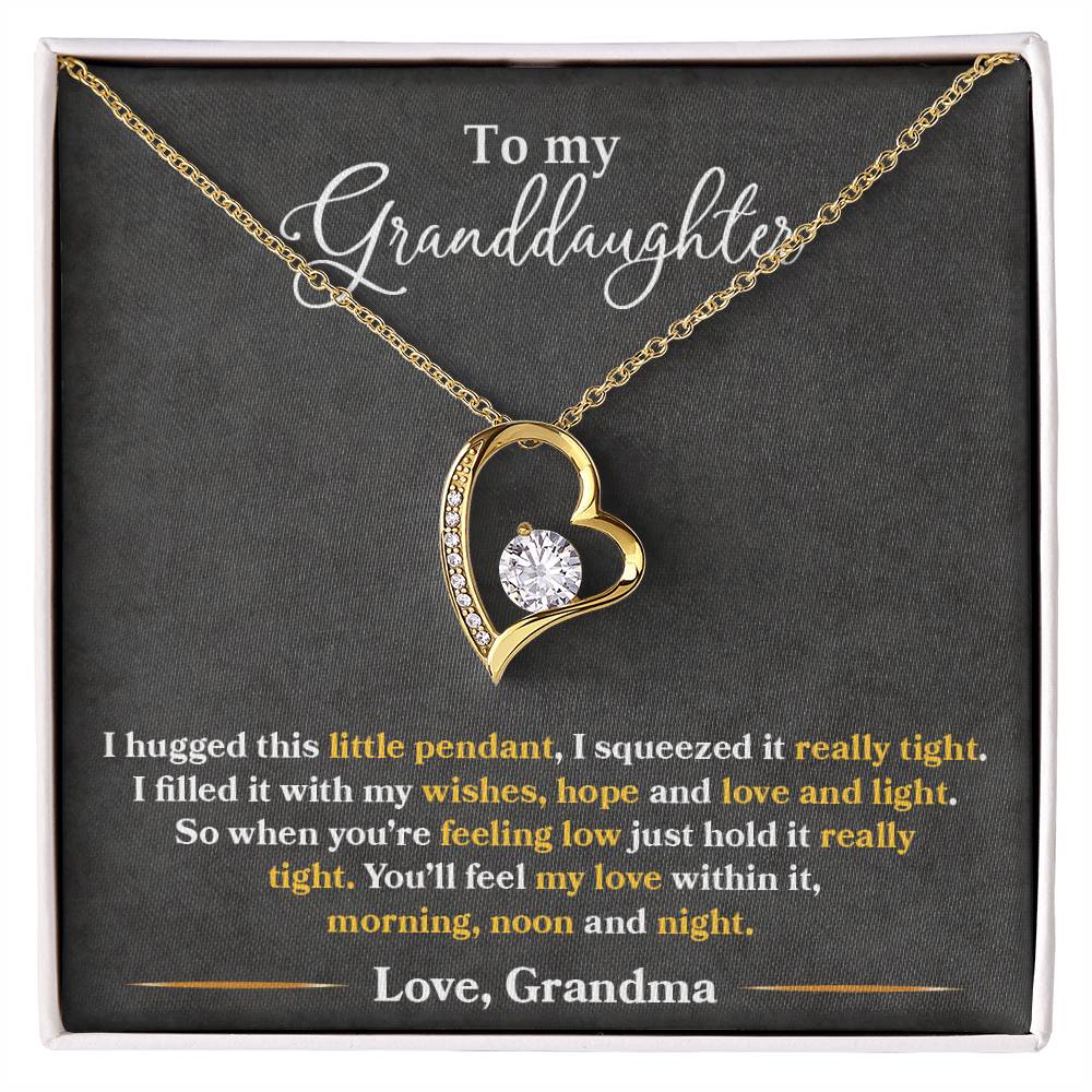 To My Granddaughter "You'll Feel My Love Within This" Heart Necklace
