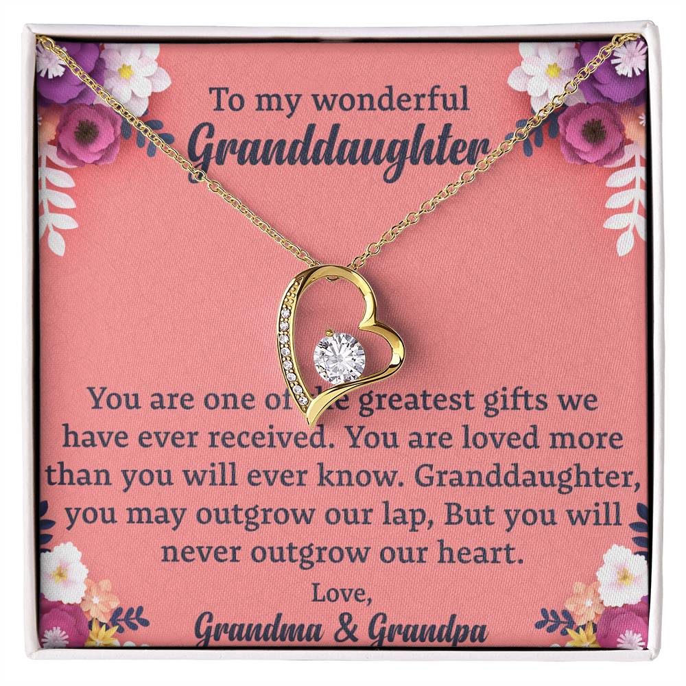 To My Granddaughter "You Will Never Outgrow Our Heart" Necklace