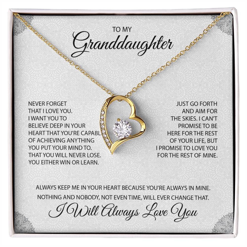 To My Granddaughter "You're Always In My Heart" Necklace