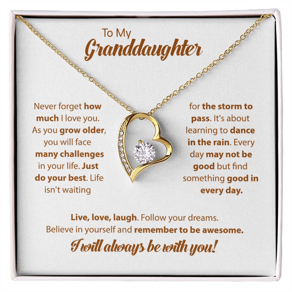 To My Granddaughter "I Will Always Be With You" Heart Necklace