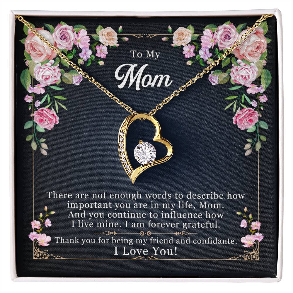 To My Mom "Thank You For Being My Friend" Heart Necklace
