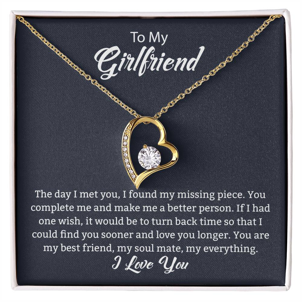 To My Girlfriend "You Complete Me" Heart Necklace