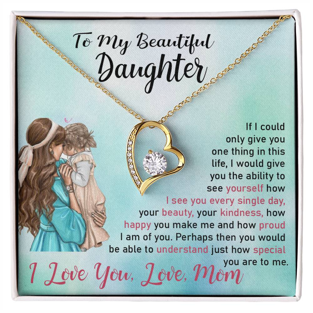 To My Daughter "I Love You" Heart Necklace