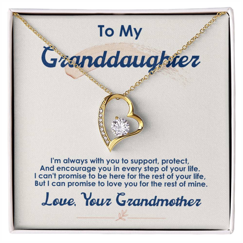 To My Granddaughter "I Love You For The Rest Of My Life" Heart Necklace