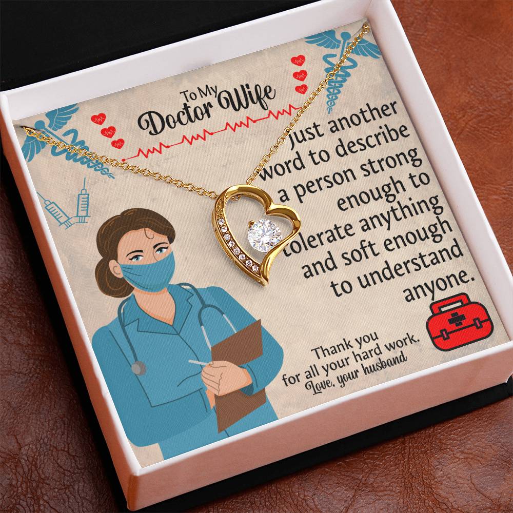 To My Doctor Wife "Thank You" Heart Necklace