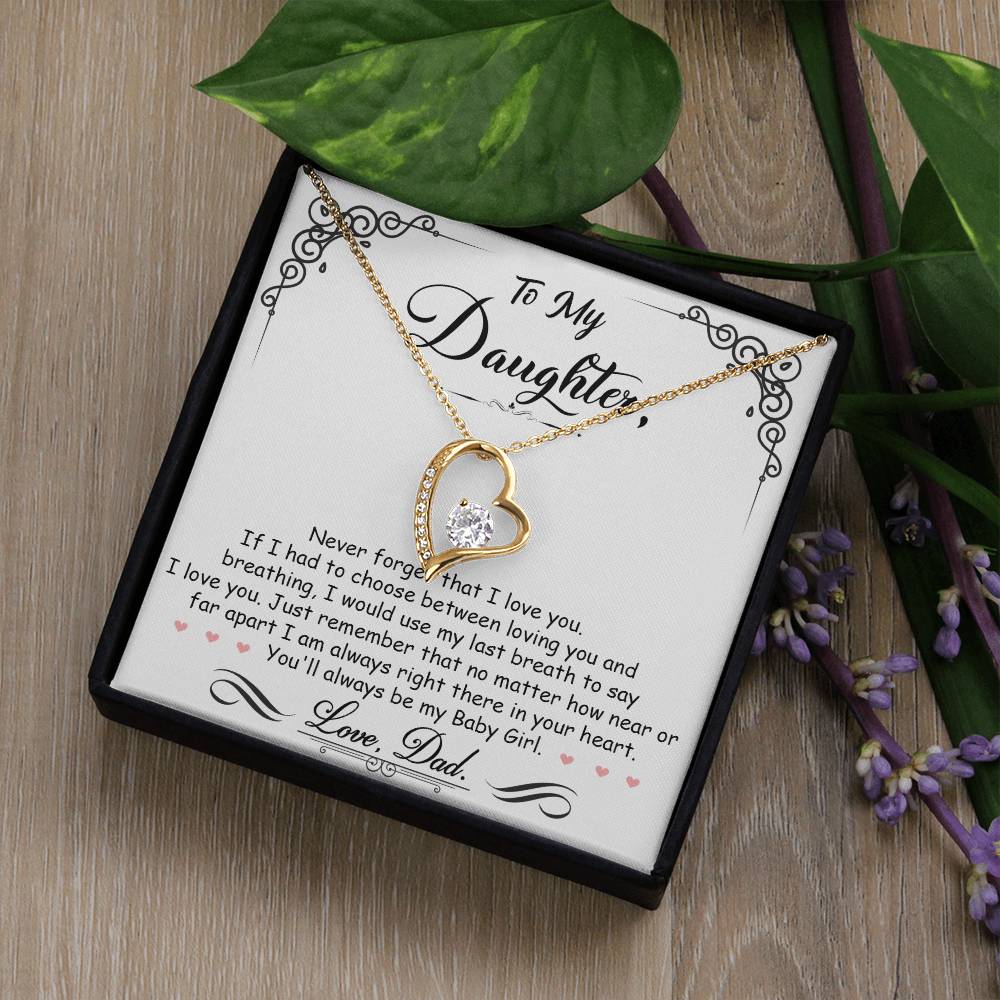To My Daughter "I'm Always Right Here In Your Heart" Necklace