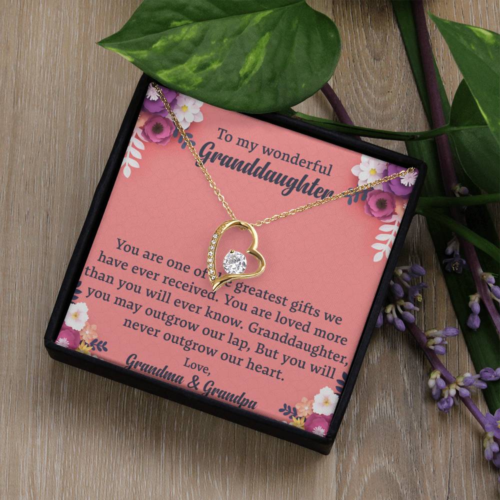 To My Granddaughter "You Will Never Outgrow Our Heart" Necklace