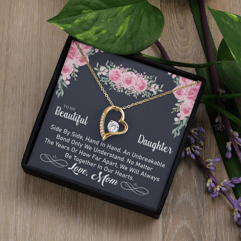 To My Daughter "An Unbreakable Bond" Heart Necklace