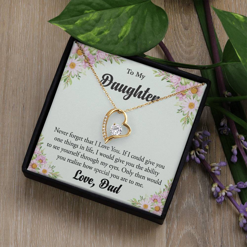 To My Daughter "Never Forget That I Love You" Heart Necklace