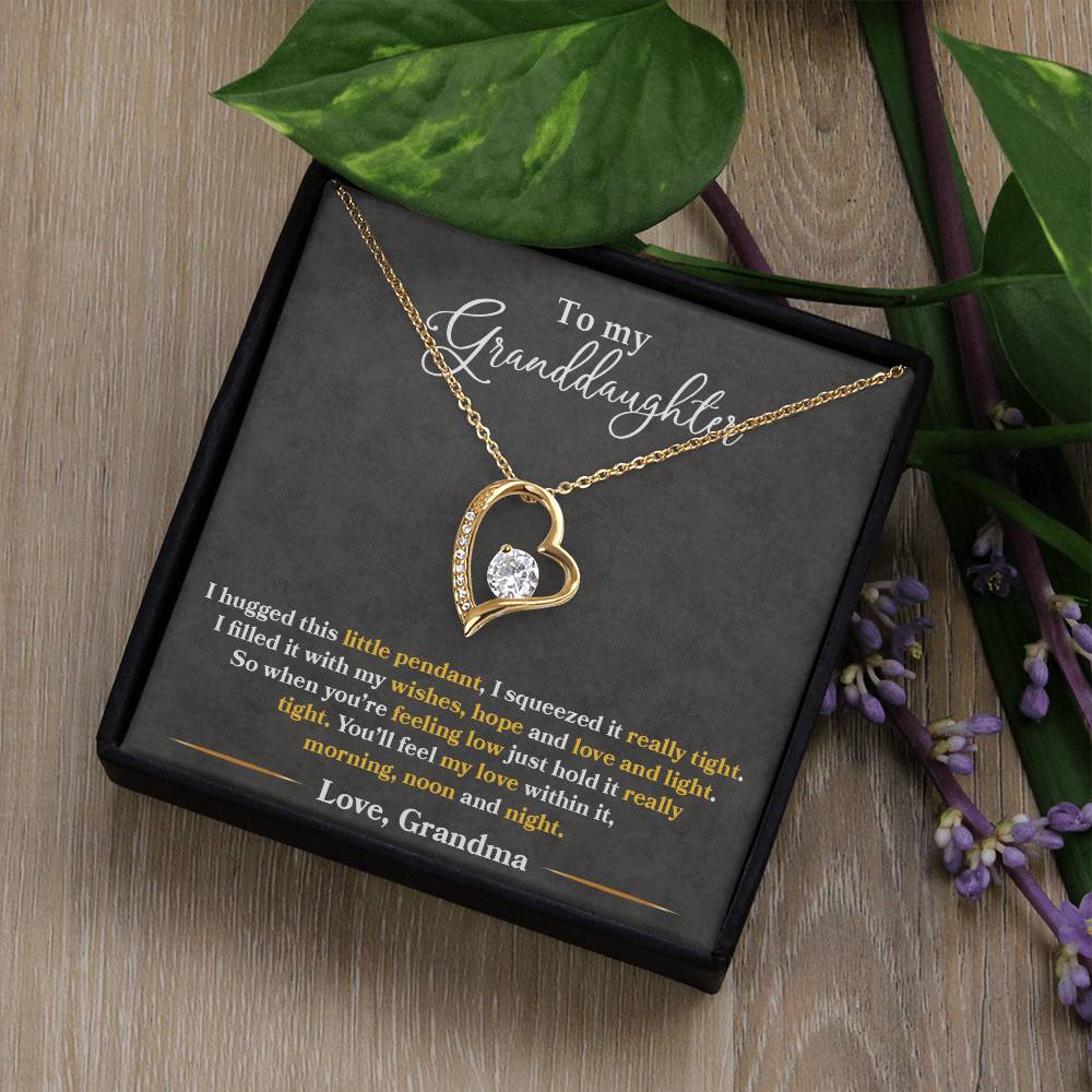 To My Granddaughter "You'll Feel My Love Within This" Heart Necklace